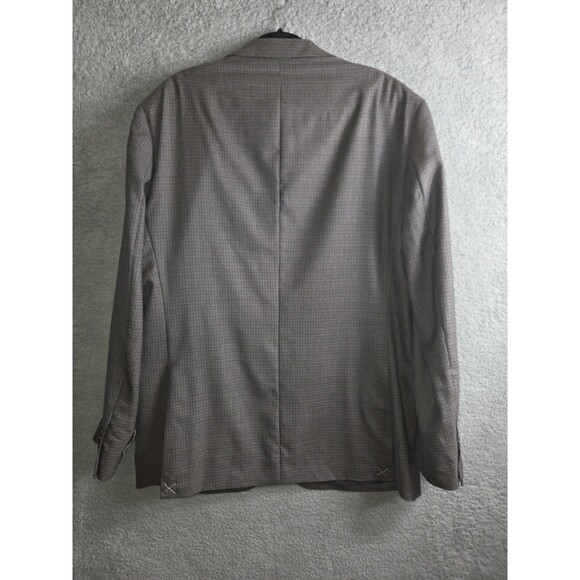 Jos A Bank Wool Blazer Sport Coat Mens 46L Gray Blue Check Executive $199 - Picture 8 of 10